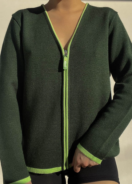 80's Double Green Knit Jacket (S/M)