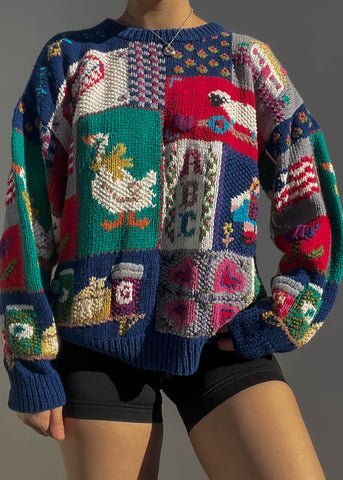 80's Patchwork Sweater (M)