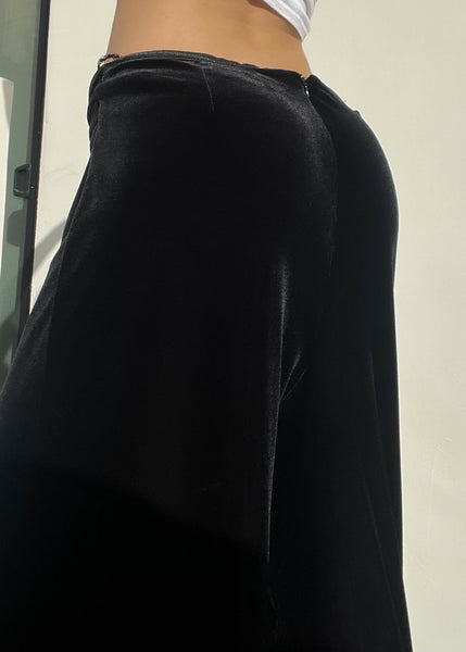 90’s Black Velvet Slit Pants (L-XL)