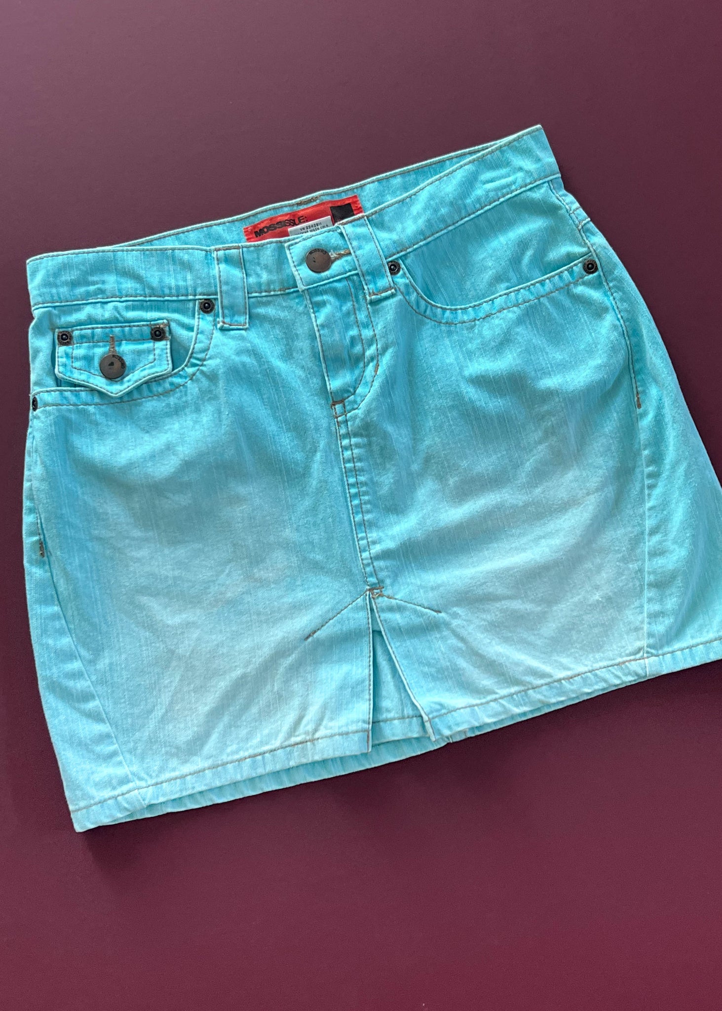 Y2k Aqua Denim Mini Skirt (S)