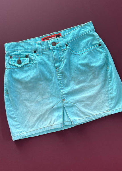 Y2k Aqua Denim Mini Skirt (S)