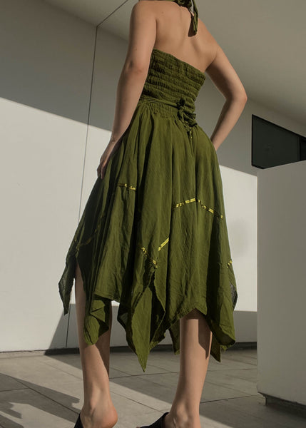 2000's Green Fairy Halter Dress (M-L)