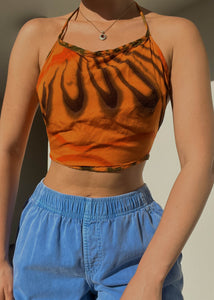 Orange Printed Island Halter Top (S-L)