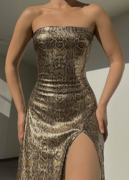 90's Golden Goddess Gown (S)