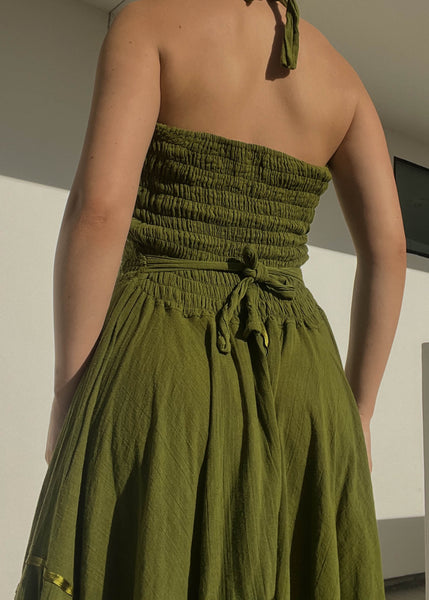 2000's Green Fairy Halter Dress (M-L)