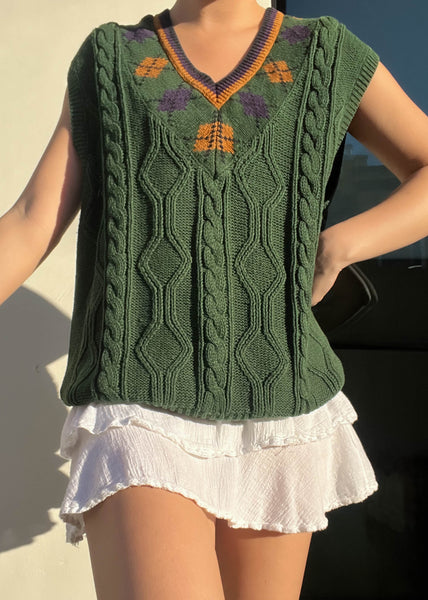 80's Argyle Knit Vest (L)