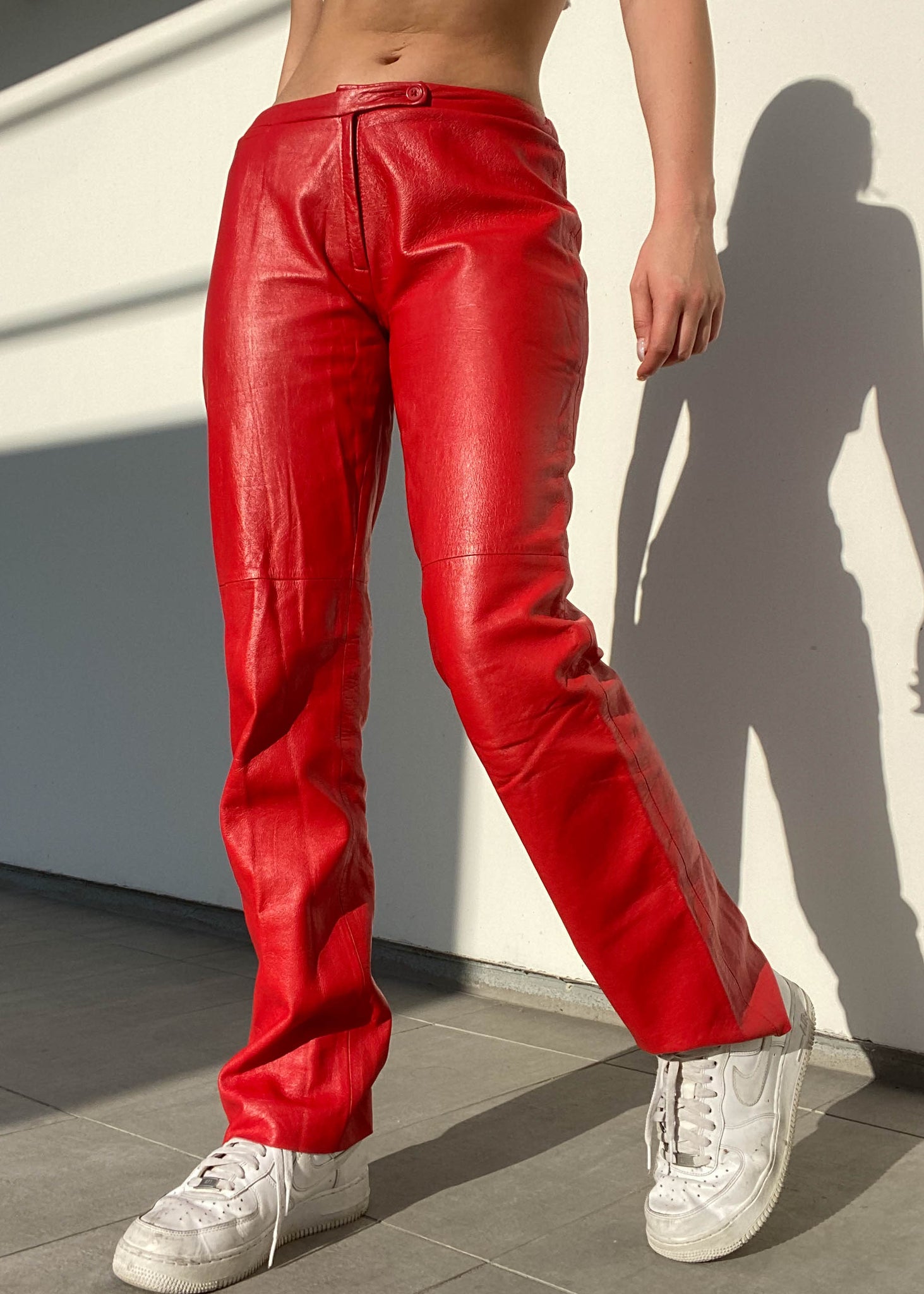 Y2k BCBG Red Leather Pants (Sz 6)