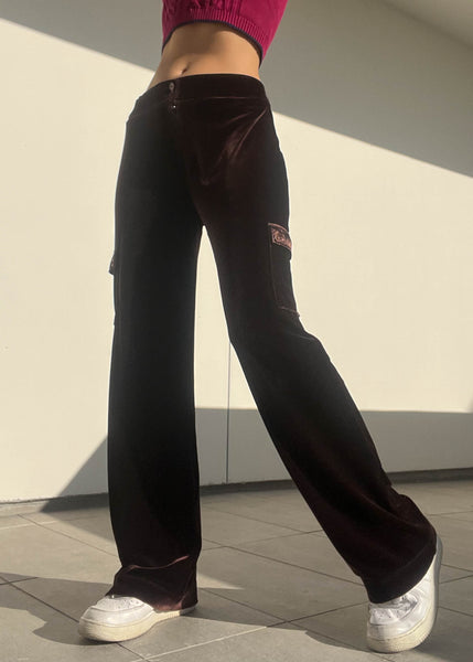 Dark Brown Y2k Velvet Pants (M)