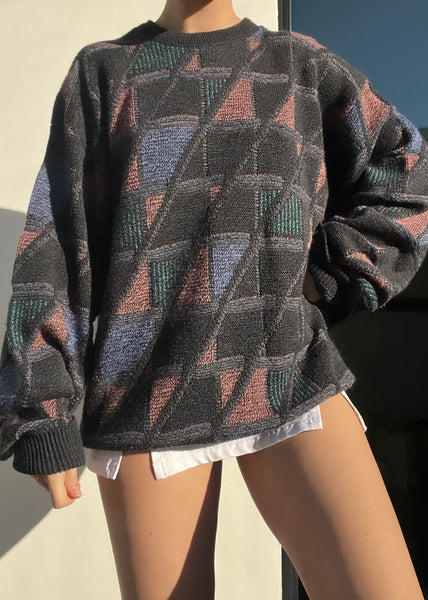 80's Pastel & Charcoal Knit (XL)