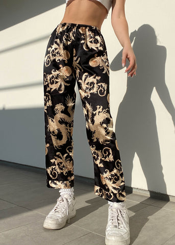 90’s Silky Renaissance Print Pants (S)