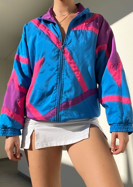 Pink, Purple & Blue 80's Windbreaker (M)