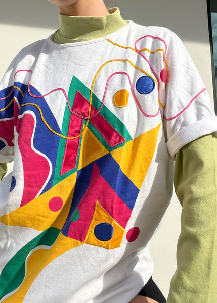 80's Geo Embroidered Tee (M)