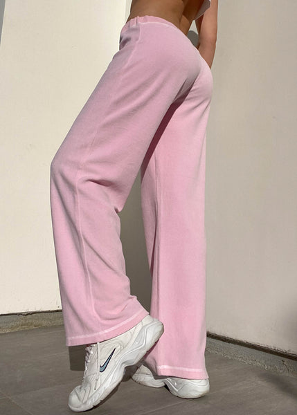 Baby Pink Y2k Rave Velour Track Suit (M)
