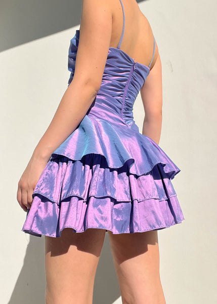 Y2k Iridescent Ruffle Dress (S)