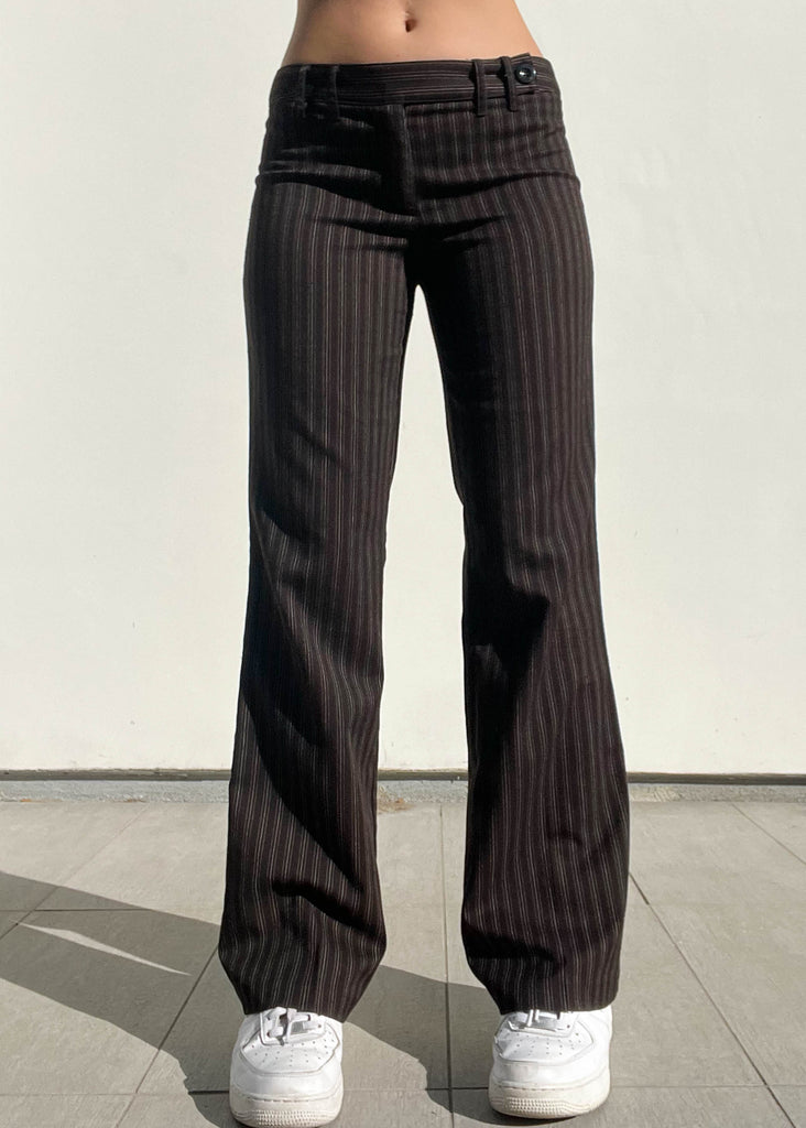 Y2k Dark Brown Pinstripe Pants – Retro and Groovy