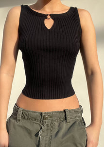 Black O-Ring Knit Tank (S)
