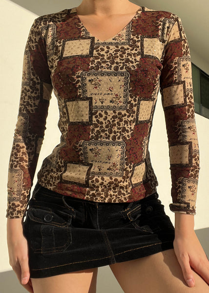 Vintage Mesh All-Over Print Top (S)