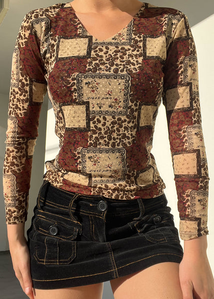 Vintage Mesh All-Over Print Top (S)