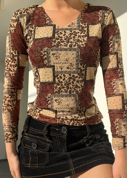 Vintage Mesh All-Over Print Top (S)