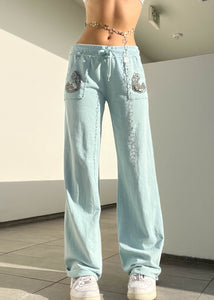 Pastel Blue Y2k Comfy Pants (M)