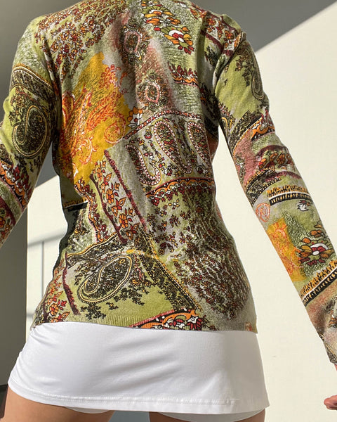 All-Over Print Full Zip Knit (M)
