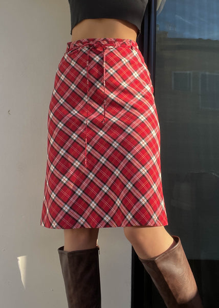 90's Plaid Midi Skirt (M)