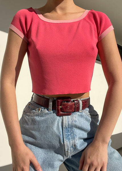 Hot Pink 90's Knit Tee (S)