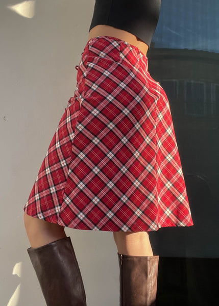90's Plaid Midi Skirt (M)