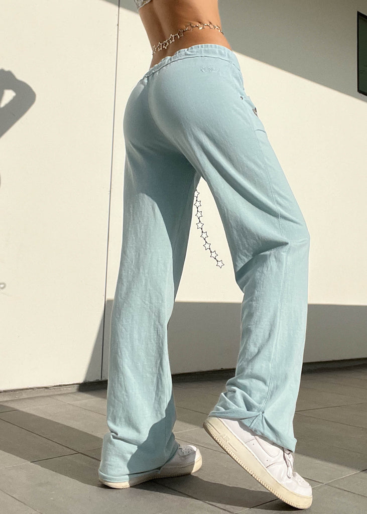 Pastel Blue Y2k Comfy Pants (M) – Retro and Groovy