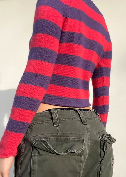 Y2k Striped Heart Knit (S)