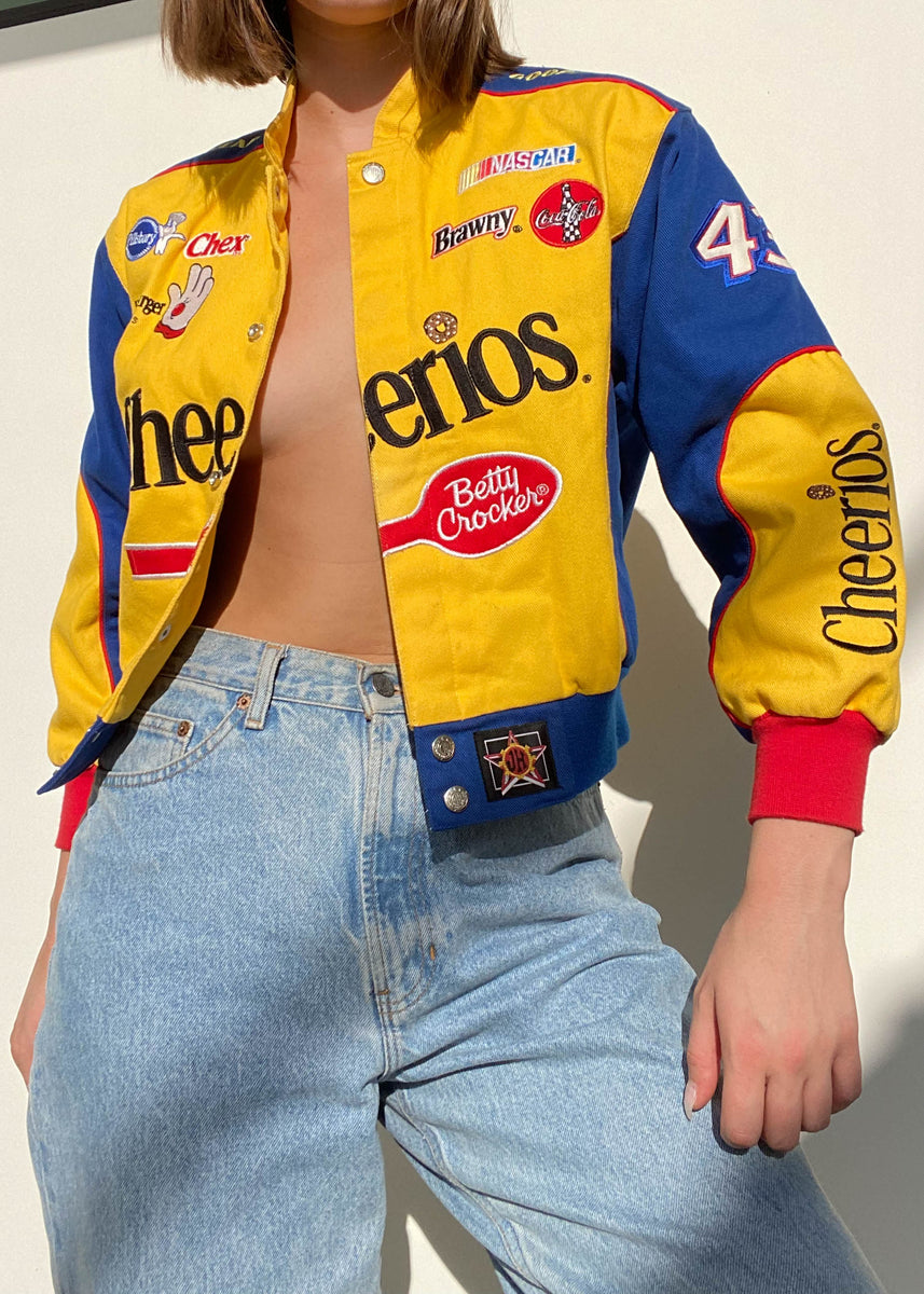 90s Cheerios コットン レーシングジャケットブルゾン 刺繍ロゴ 黄色 Y2k Cheerios Race Jacket (XS-S) – Retro and Groovy