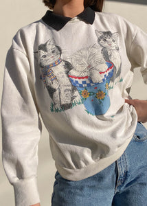 80's Kitty Collared Sweatshirt (S)