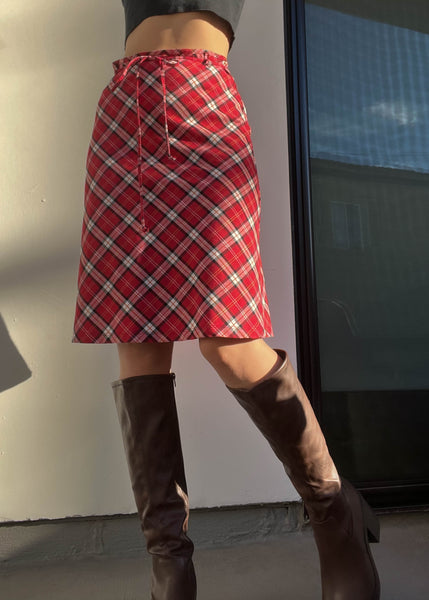 90's Plaid Midi Skirt (M)