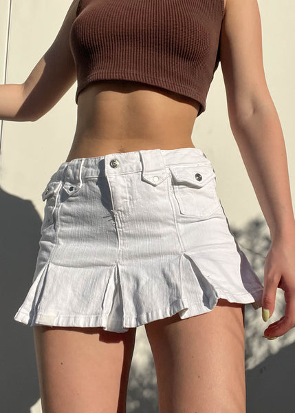 Y2k White Denim Low Rise Mini Skirt