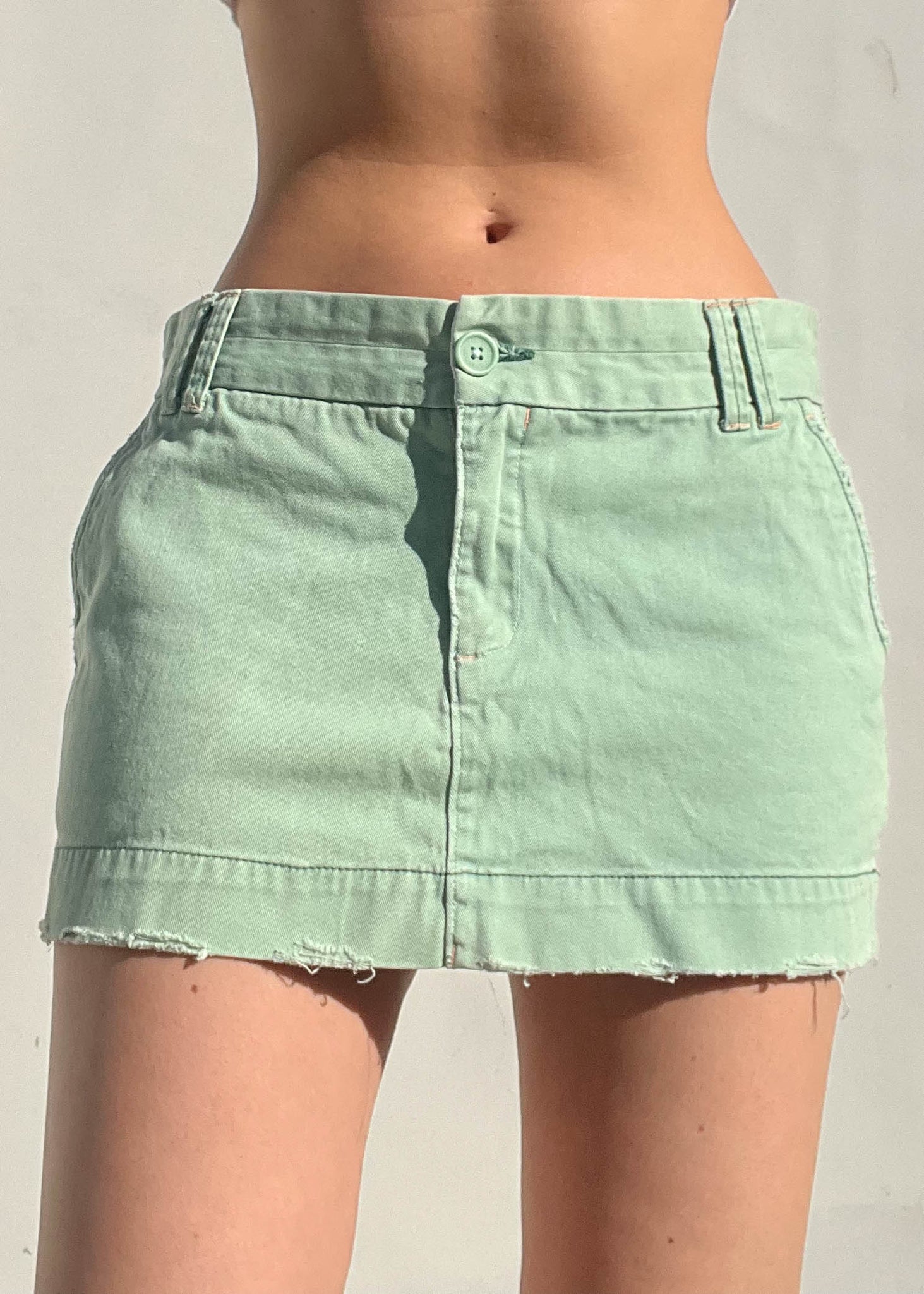 Y2k Sage Low-Rise Mini Skirt (M)