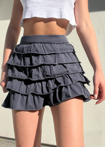 Y2k Dark Gray Ruffle Skirt (S)
