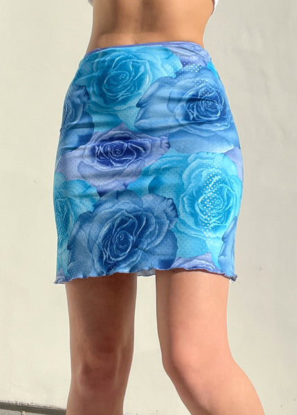 Y2k Purple & Blue Rose Skirt (S)