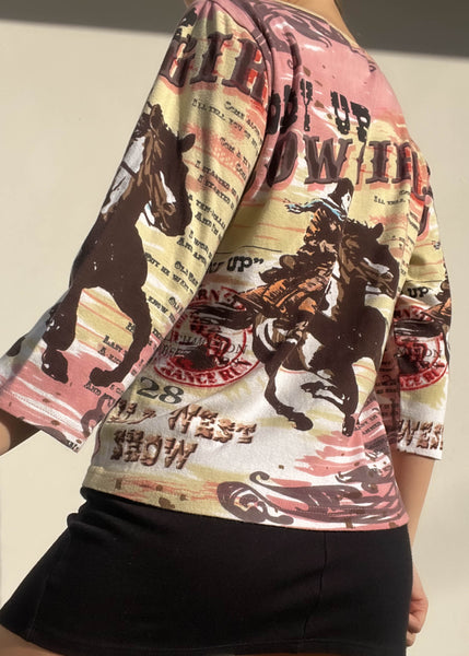 Y2k All-Over Print Cowgirl Top (L)