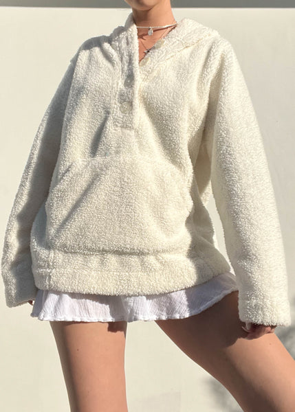 Y2k Fuzzy Cream Pullover (L)