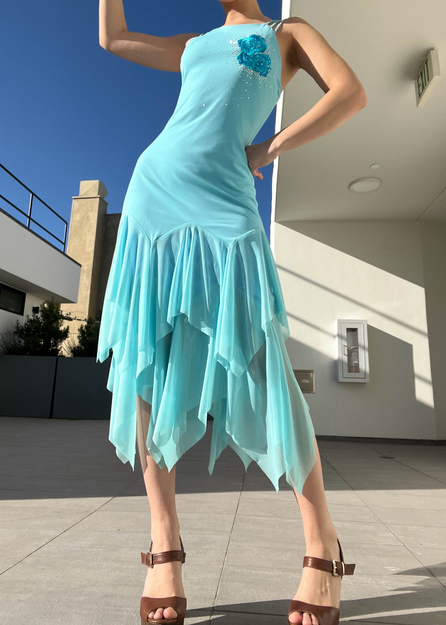 90's Aqua Fairy Midi Dress (M)