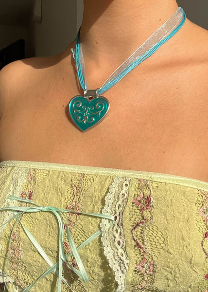 Y2k Turquoise Heart Necklace