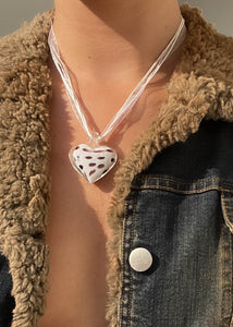 Y2k Speckled Glass Heart Necklace
