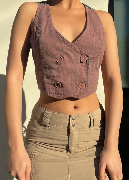 Mixed Print Pinstripe Vest (S)