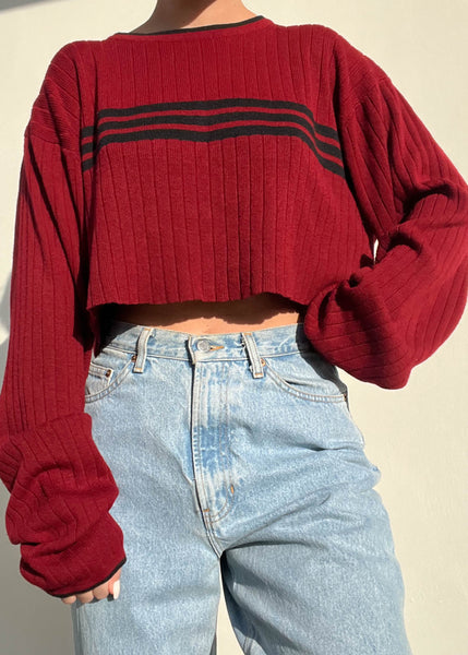90's Cherry Ribbed Skater Knit (XL)