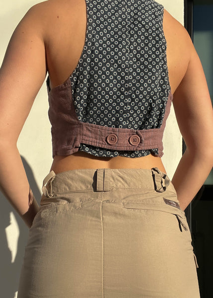 Mixed Print Pinstripe Vest (S)