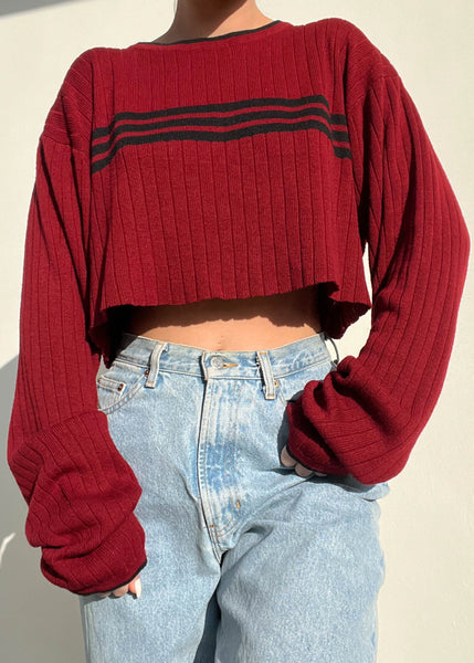 90's Cherry Ribbed Skater Knit (XL)