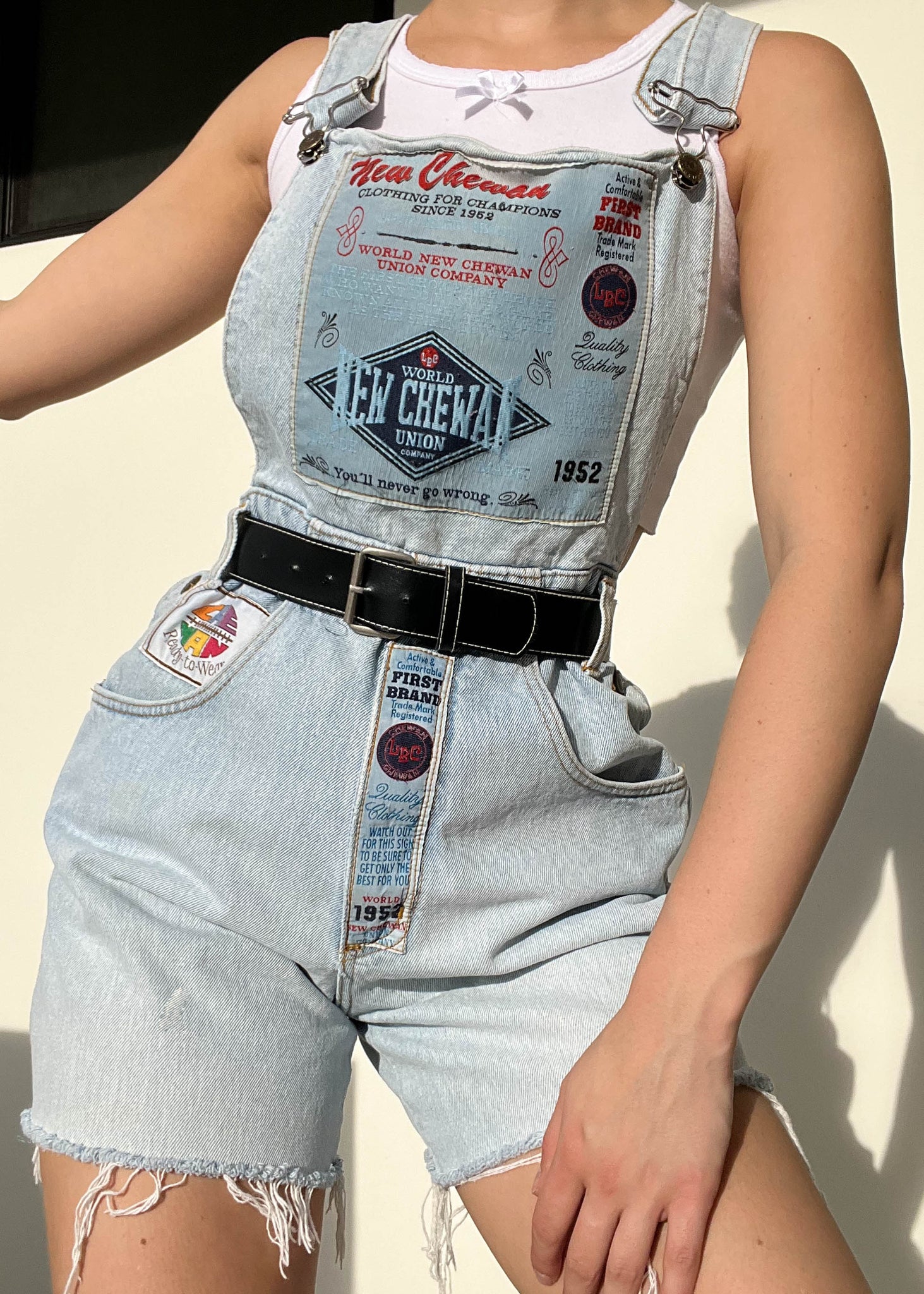 80's Patch Denim Overalls (M)