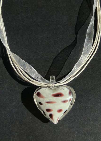 Y2k Speckled Glass Heart Necklace