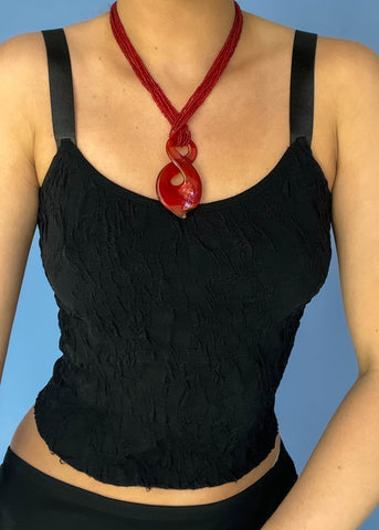 Red Twist Pendant Necklace