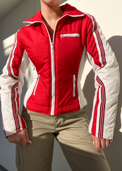 Red & White Sporty Y2k Jacket (S)